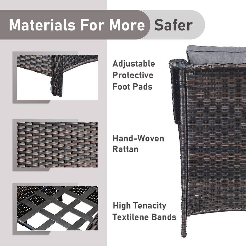 Fire Pit Table with Patio Sofa Club Chairs Brown-Grey - Brown