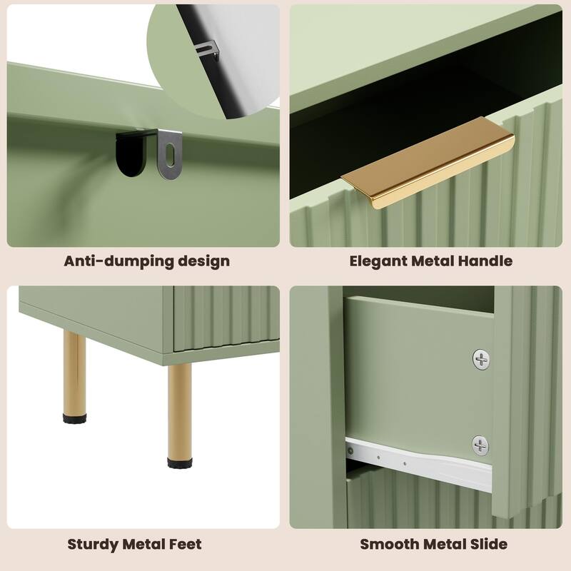 6 Drawer Fluted Dresser for Bedroom, Wide Modern Chest of Drawers, Long Double Dresser