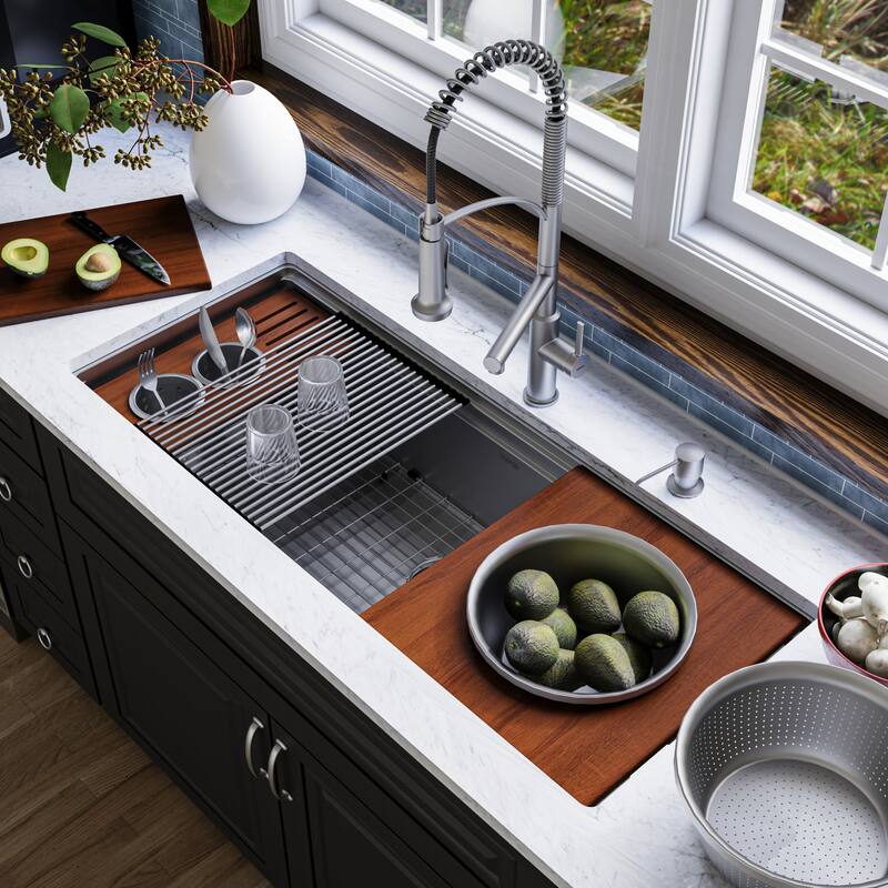 Karran USA WS-90-PK1 Elite Workstation 45" Farmhouse Single Basin