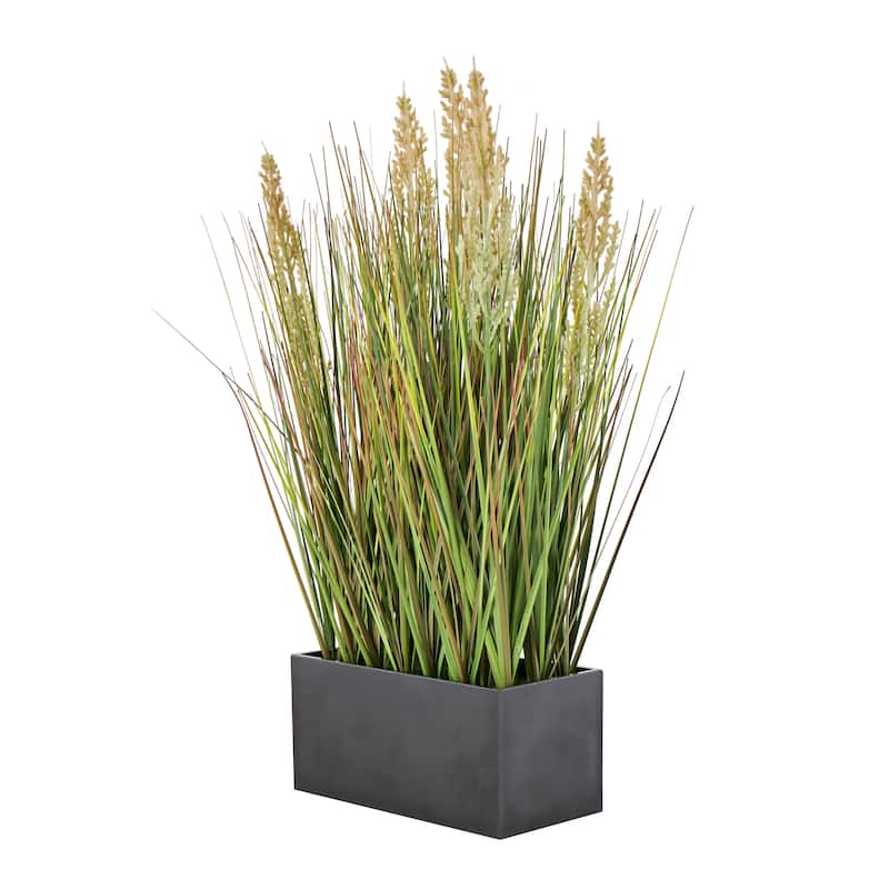 Green Faux Foliage Onion Grass Artificial Plant with Black Melamine ...