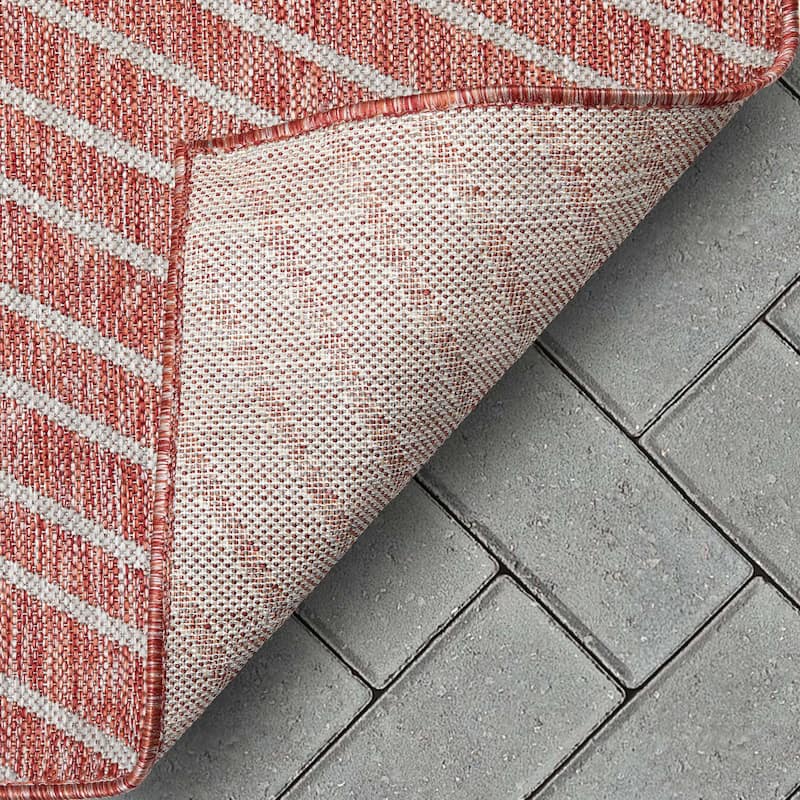 Well Woven Medusa Linden Indoor Outdoor Striped Modern Area Rug