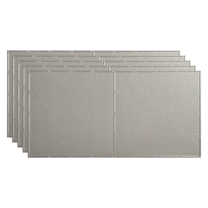 FASÄDE Border Fill Decorative Vinyl 2ft x 4ft Glue Up Ceiling Panel in Argent Silver (5 Pack)