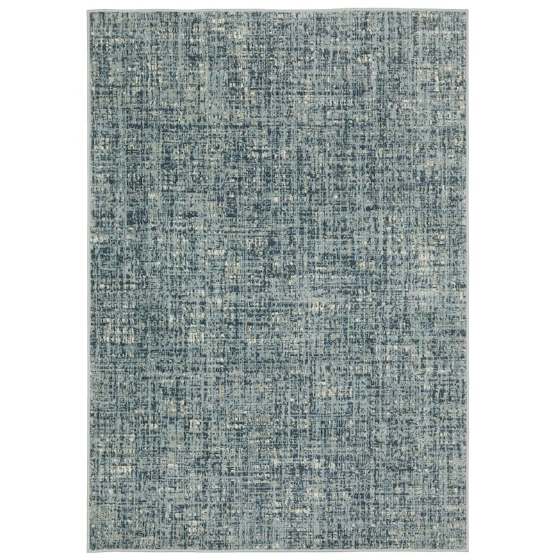 Style Haven Bassel Etched Striped Teal/ Grey Indoor Area Rug - 3' 3" x 5'