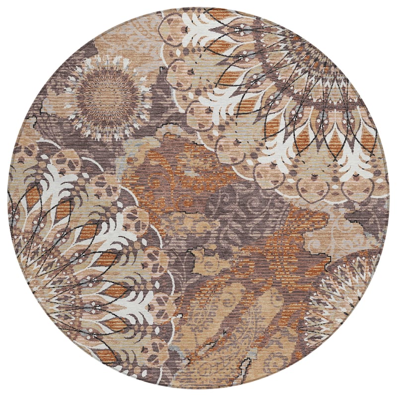 Machine Washable Indoor/ Outdoor Traditional Pinwheel Chantille Rug