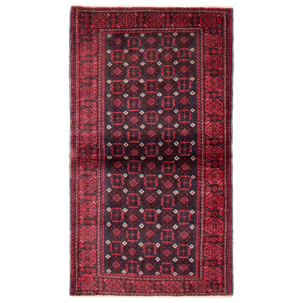 ECARPETGALLERY Hand-knotted Royal Baluch Navy, Red Wool Rug - 3'4 x 6'1