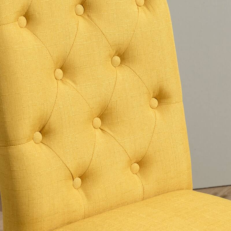 Contemporary 5-Piece Dining Set with Round Table and Button-Tufted Chairs - Solid Wood Construction for Lasting Durability