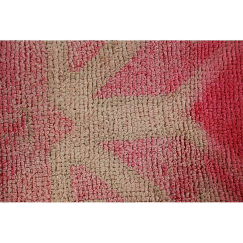 Fuchsia Oushak Turkish Runner Rug Handmade Wool Carpet - 2'10"x 11'7"