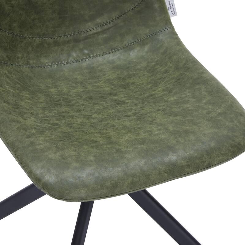 Markley Leather Dining Chair 360 Degree Swivel with Iron legs Modern Accent Side Chair Set of 2