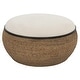 preview thumbnail 1 of 3, Braided Straw Upholstered Coffee Table - 36.25" - White and Brown