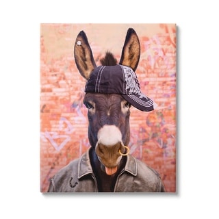 Stupell Cool Trendy Donkey Wearing Hat Street Graffiti Canvas Wall Art ...