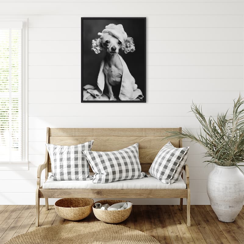 Spa Day Pooch by Niky Rahner Framed Canvas Wall Art