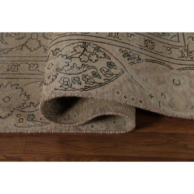 Vintage Distressed Tabriz Persian Area Rug Hand-Knotted Wool Carpet - 7'4" x 10'7"