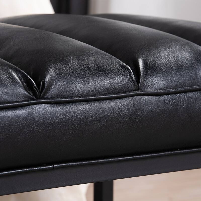 53'' PU Leather Upholstered Bench with Metal Base for Bedroom and Entryway