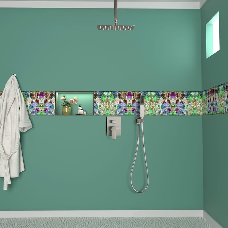 2.5 GPM 12 in. Ceiling Mount Dual Shower Heads with Pressure Balance Valve