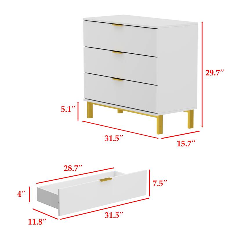 Timechee 3 Drawer 29.7'' H Storage Chest Black Dresser End Table