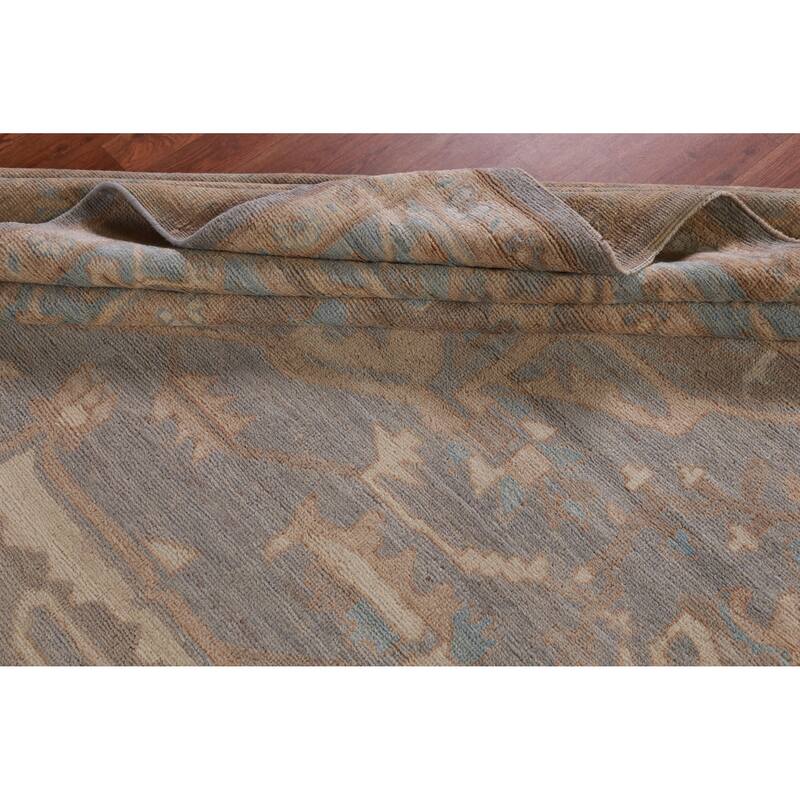 Hand Knotted Oriental 100% Wool Carpet Transitional Medallion Navy Blue & Blues Oushak Area Rug - 14' 8'' X 12' 0''