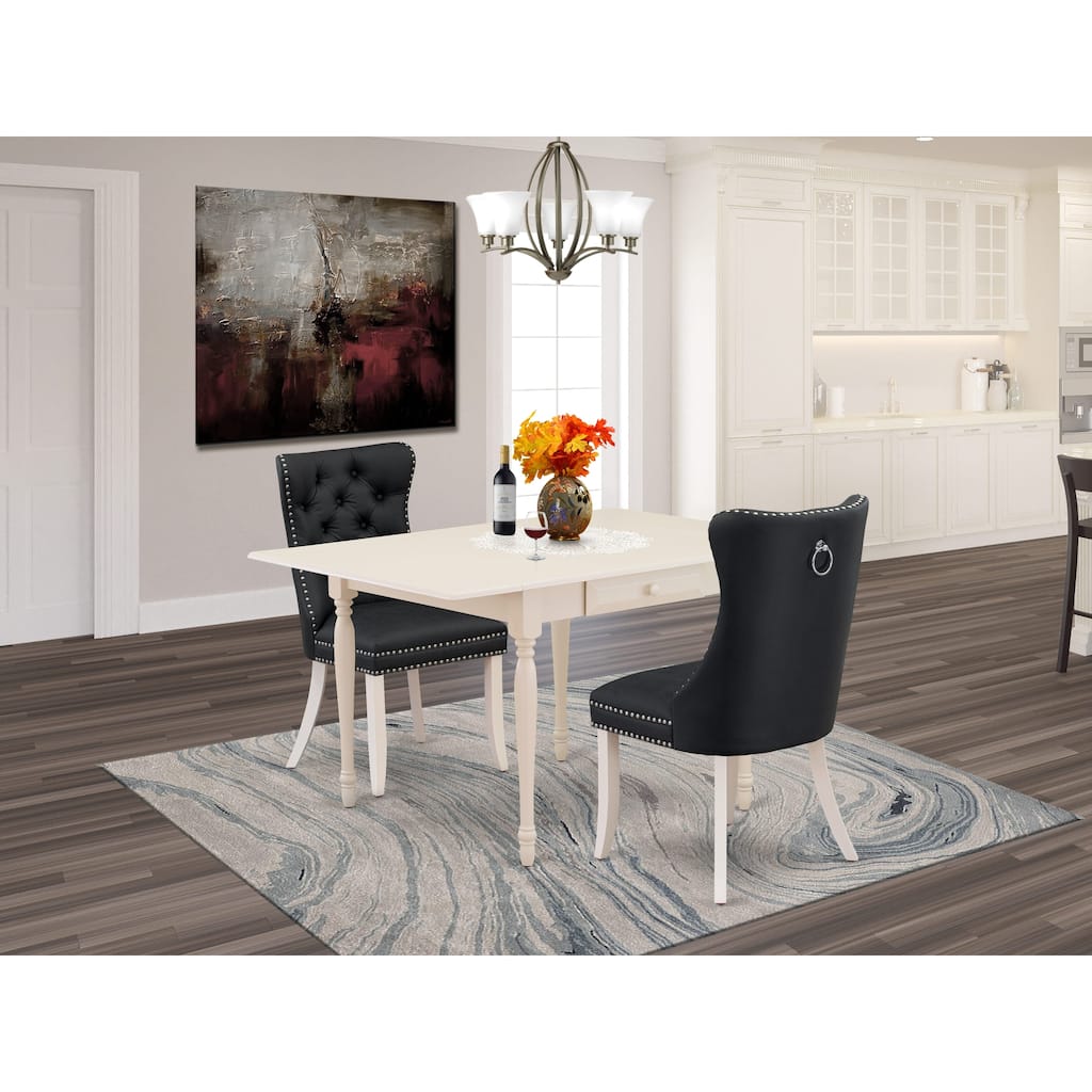 East West Furniture Dining Table Set Includes a Rectangle Dinette Table and Parson Chairs, Linen White (Pieces Options)