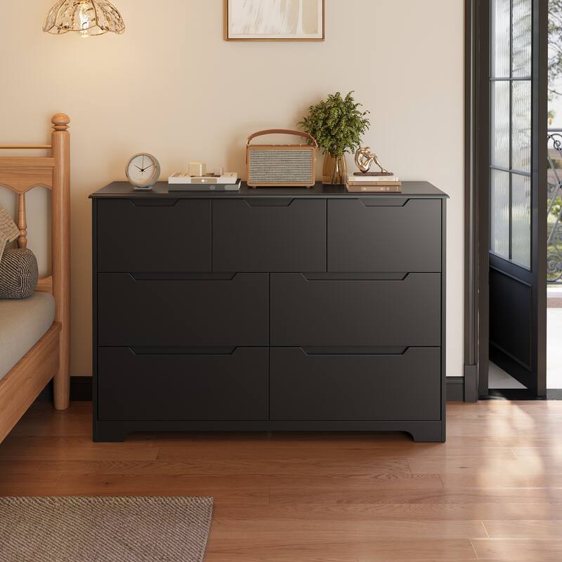 7 Dresser Storage Drawer Units Chest Of Drawers, Dresser With Recessed Distinctive Handles