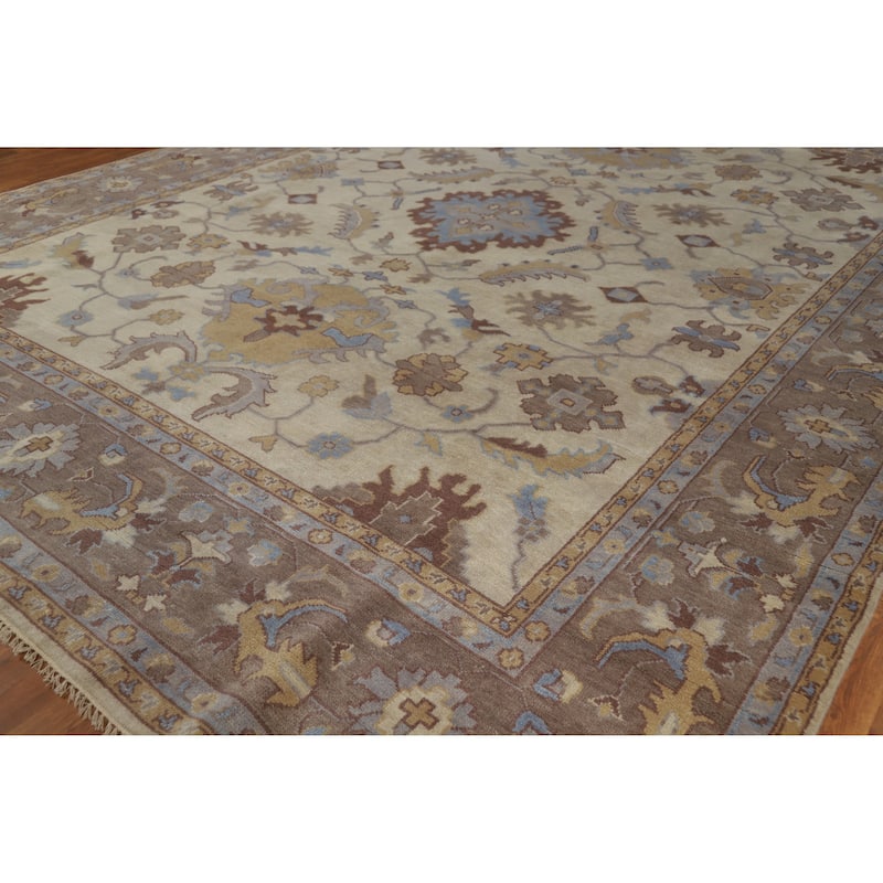 Earth Tone Oushak Indian Large Rug Handmade Wool Carpet - 11'9" x 14'10"