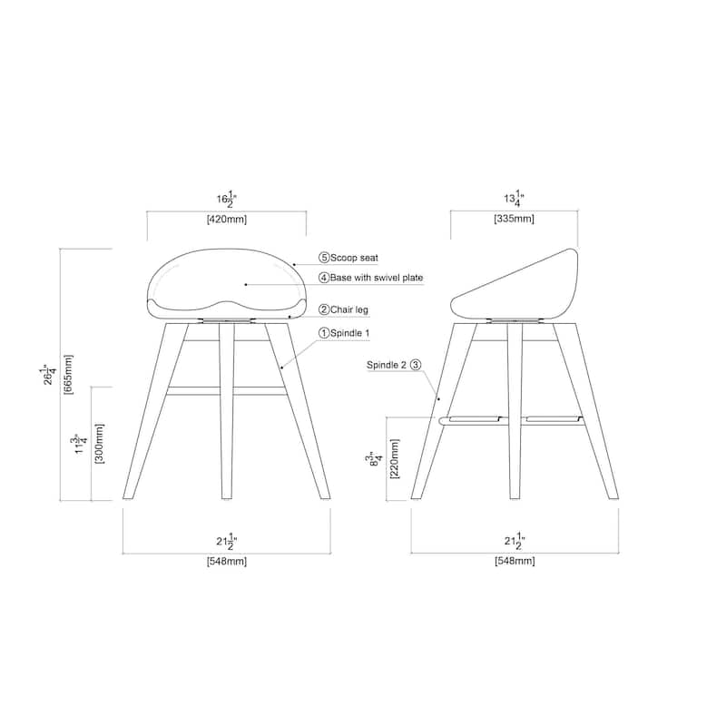 Bali Backless Wood Swivel Barstool