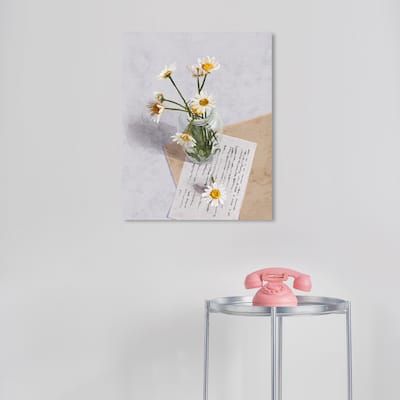 Wynwood Studio Canvas Floral and Botanical Floral Letter Yellow and Beige Farmhouse Wall Art Canvas Print