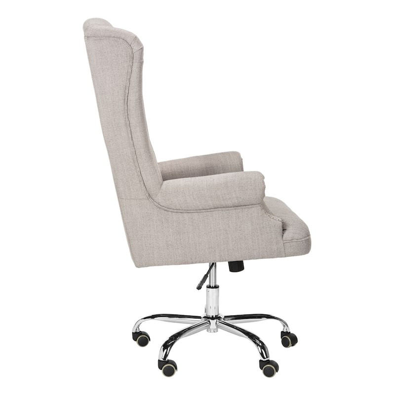 SAFAVIEH Cayetana Linen Chrome Leg Swivel Office Chair - 24Wx27Dx46H