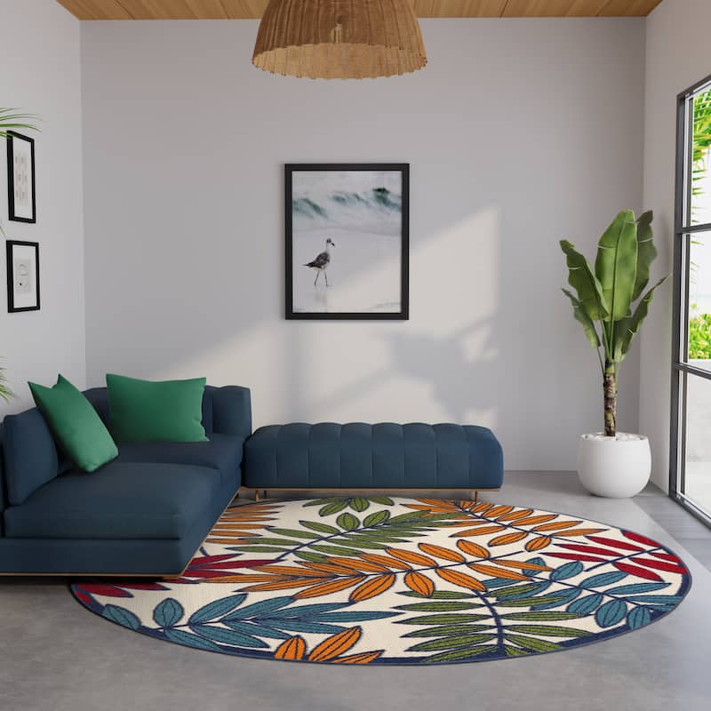 Nourison Alice Indoor/Outdoor Floral Area Rug - 7'10" x Round - Multicolor