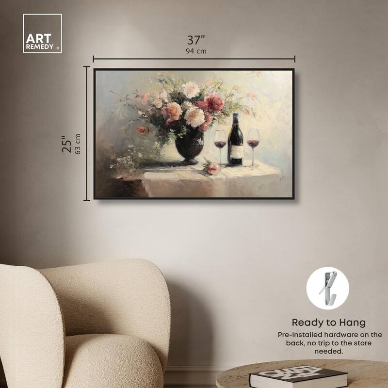 Roses and Red Wine Canvas by Art Remedy