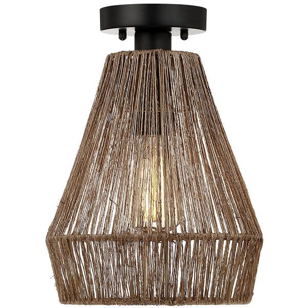 slide 12 of 11, Dorn Bohemian Jute Rope Semi-Flush Mount - W10"x H13" - 10 in. W 10 in. W