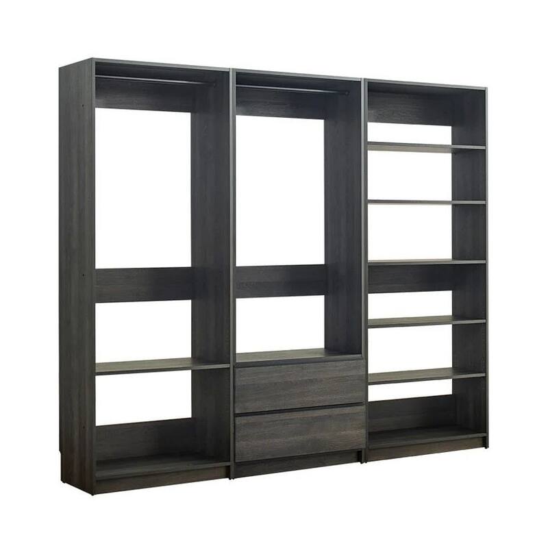 Dee Walk In Closet Modular Freestanding Storage 9 Shelf 2 Drawer Black