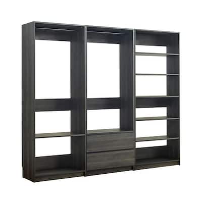 Dee Walk In Closet Modular Freestanding Storage 9 Shelf 2 Drawer Black