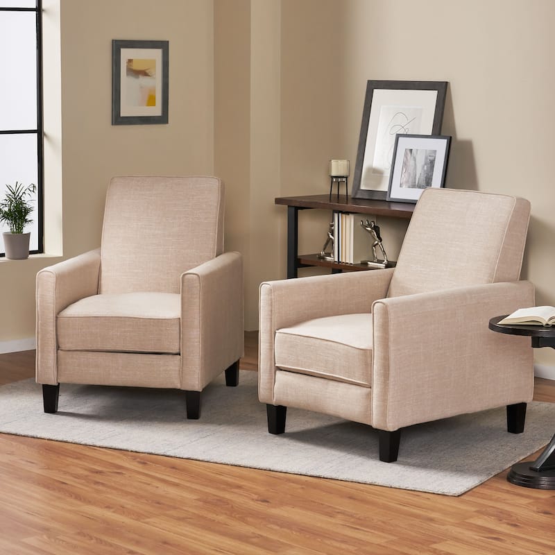 Darvis Recliners (Set of 2) by Christopher Knight Home - Beige + Dark Brown