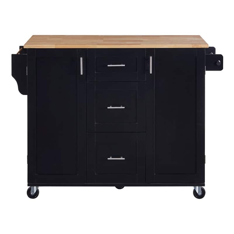 Rolling Kitchen Island Cart on Wheels with Storage,2 Slide-Out Shelf and Internal Storage Rack