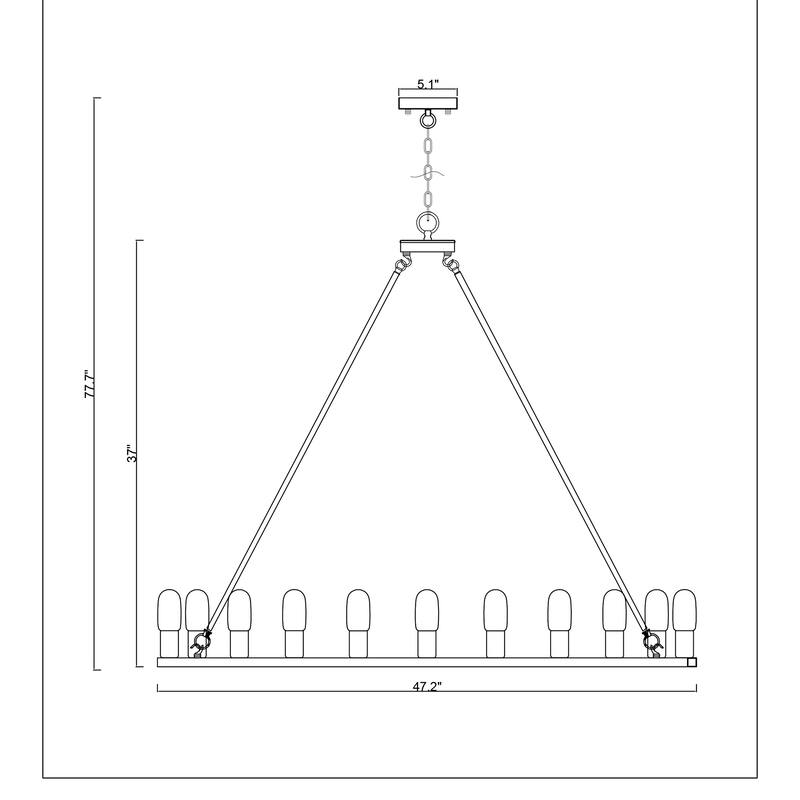 Nate Wood Grain+Smith Iron 24-Light 47-Inch Round Wagon Wheel Chandelier