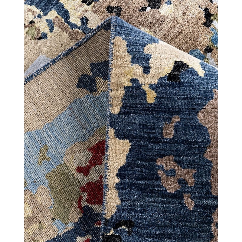 Ikat One-of-a-Kind Hand-Knotted Area Rug - Navy, 9' 4" x 12' 4" - 9' 4" x 12' 4"