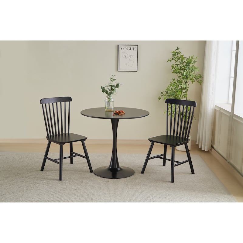 Round Dining Table Small Black Kitchen Table 31.5"Tulip Design Modern Pedestal Table for Small Space Dining Room 2 to 4 Person