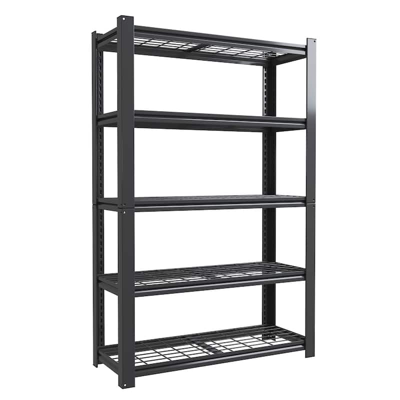 72"H 5-Tier Adjustable Heavy Duty Shelving Metal Mesh Storage Rack (2000 Lbs Loading Capacity) - Metal Shelf Organizer