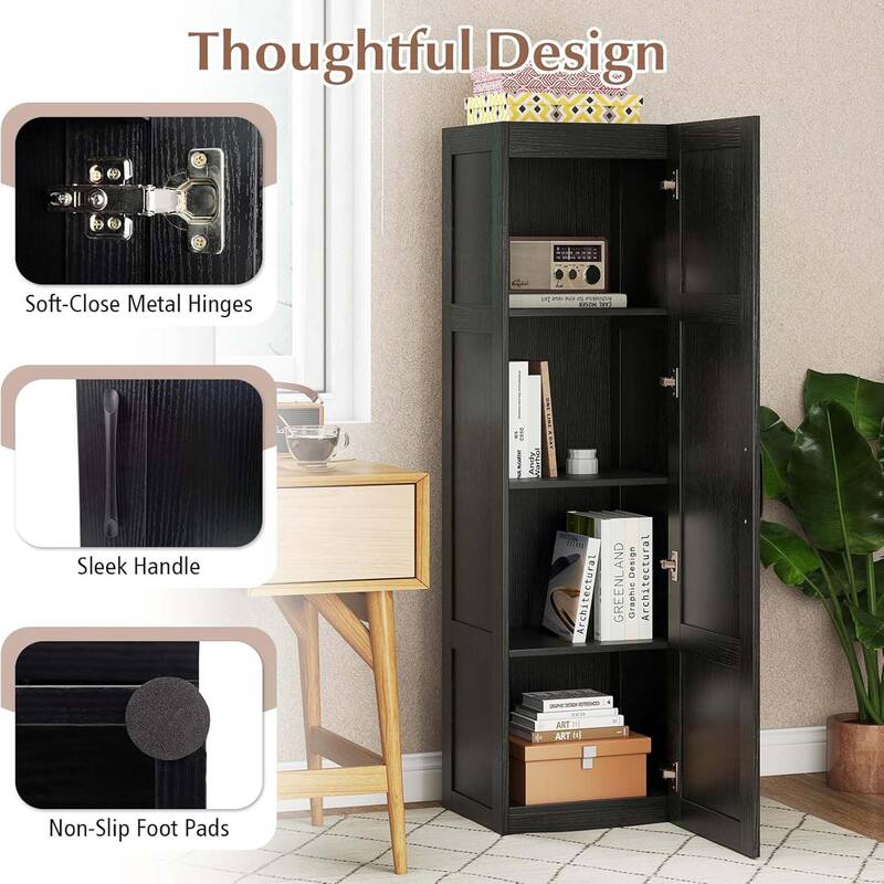 Freestanding Bathroom Cabinet 4-Shelf Storage Cabinet w/ Door