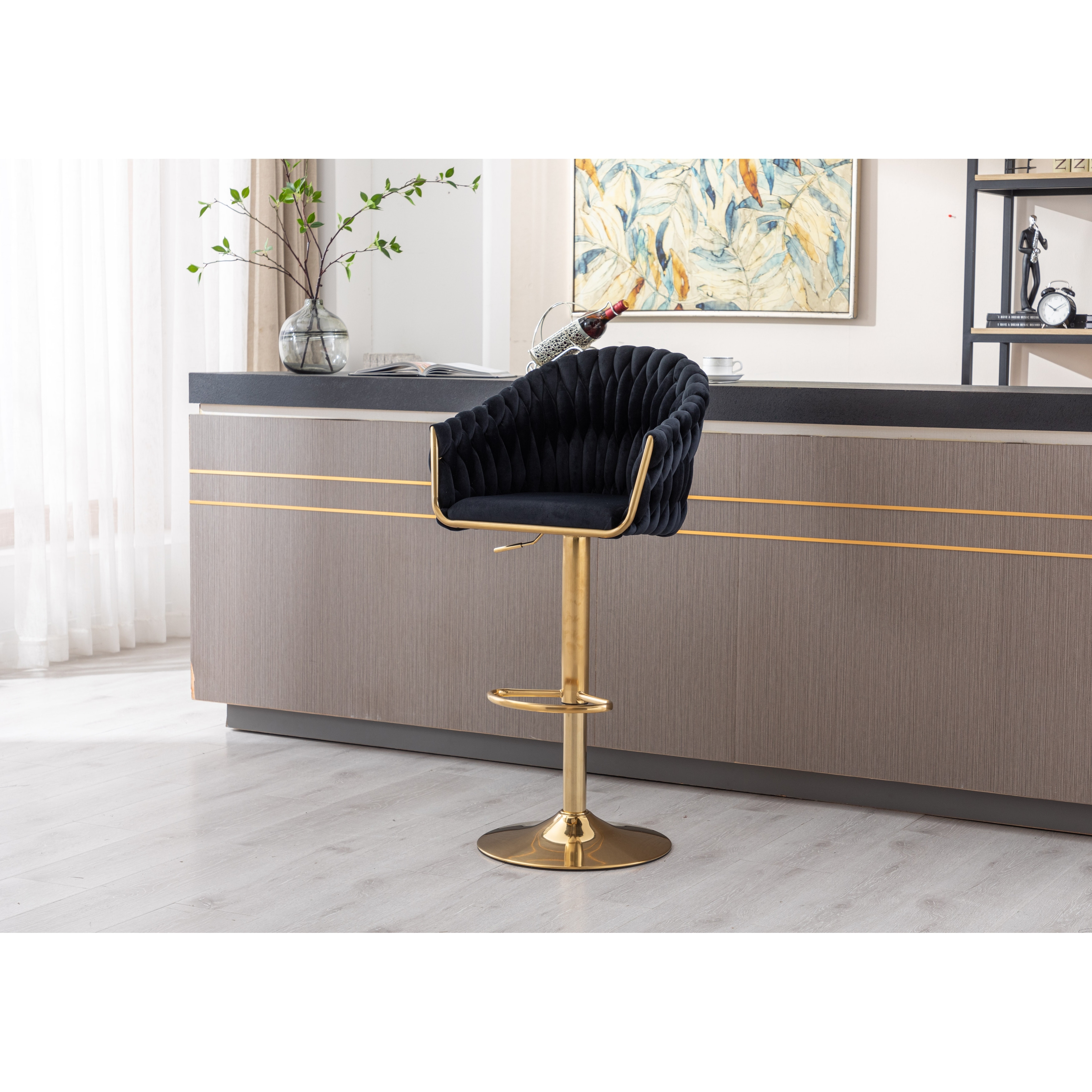 Vintage Style Foam Filling Adjustable Swivel Bar Stools with Back