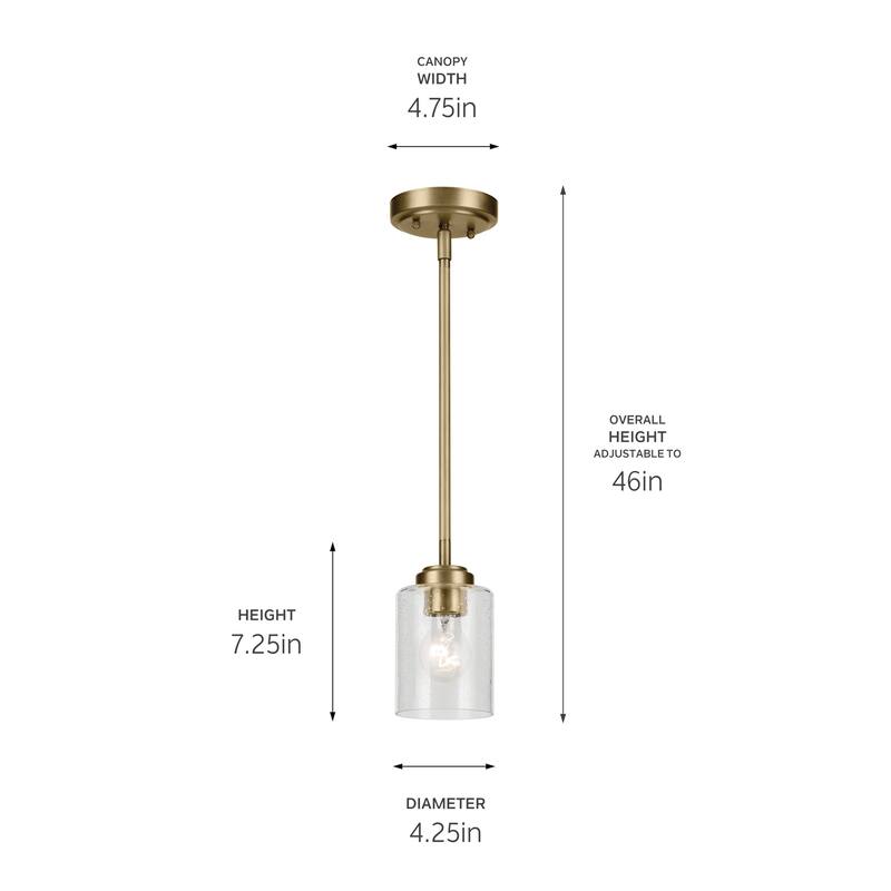 Kichler Lighting Winslow 1-Light Natural Brass Mini Pendant Light - 7.25