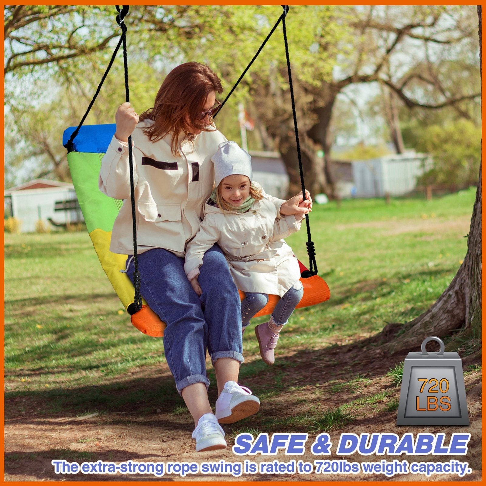 700lb Giant 60 Skycurve Platform Tree Swing for Kids and Adults