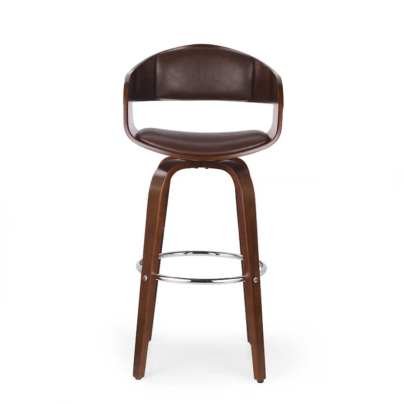 Clyo Indoor Upholstered Swivel Barstool by Christopher Knight Home