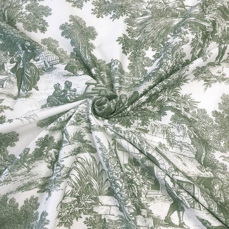 6ix Tailors Au Village Toile Sweet Grass Pinch Pleat Drapery Panels Set of 2