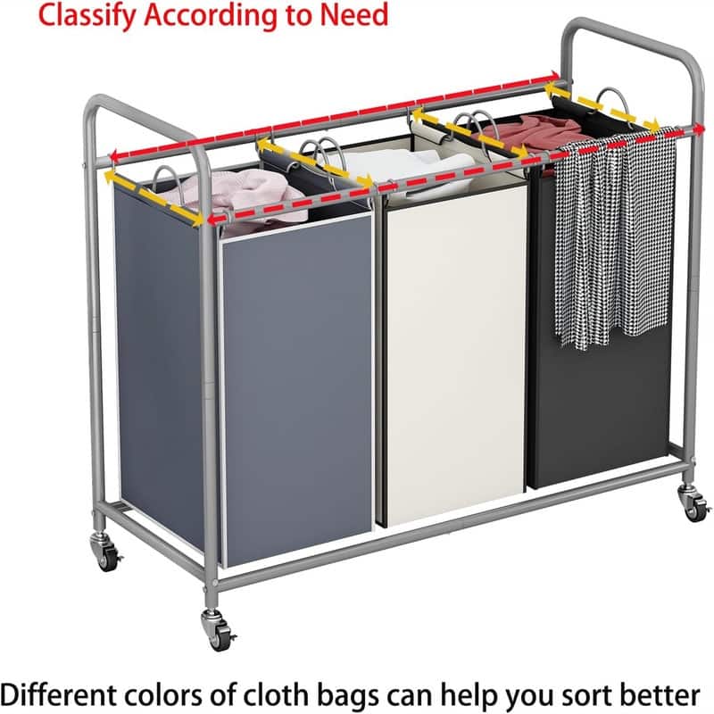 3Bag Laundry Basket Hamper Laundry - 33.46"L x 15.75"W x 32.68"H