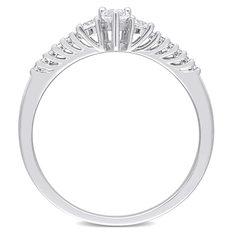 Miadora 1/10ct TDW Diamond and Created White Sapphire Solitaire Engagement Ring in Sterling Silver