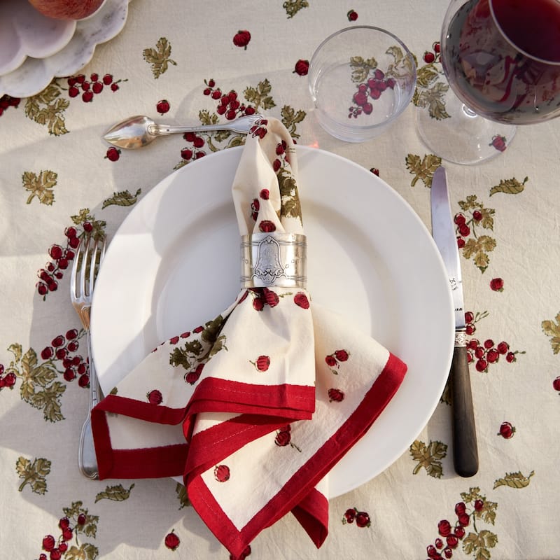 Gooseberry Red/ Green 19x19-inch Cotton Napkins (Set of 6)