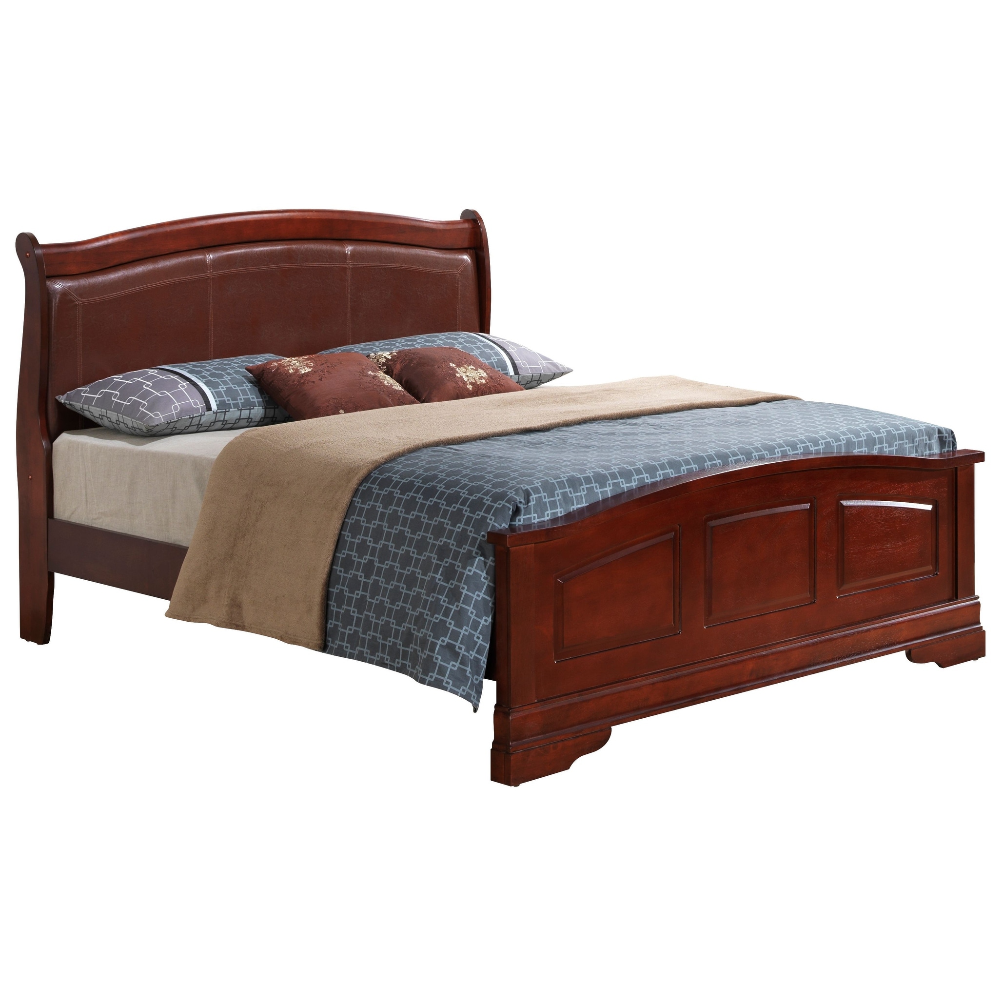 Louis Phillipe Faux Leather and Wood Bed - Bed Bath & Beyond
