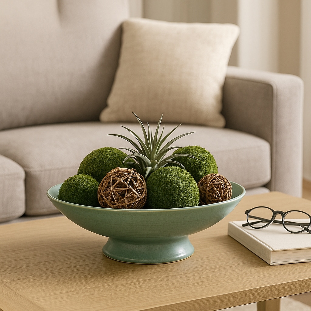Decorative Round Pedestal Accent Bowl - 15", Green - 15.0"
