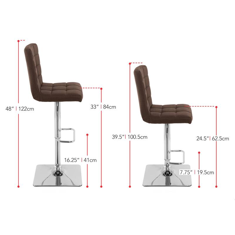 Set of 2 Gas Lift Upholstered Adjustable Barstool