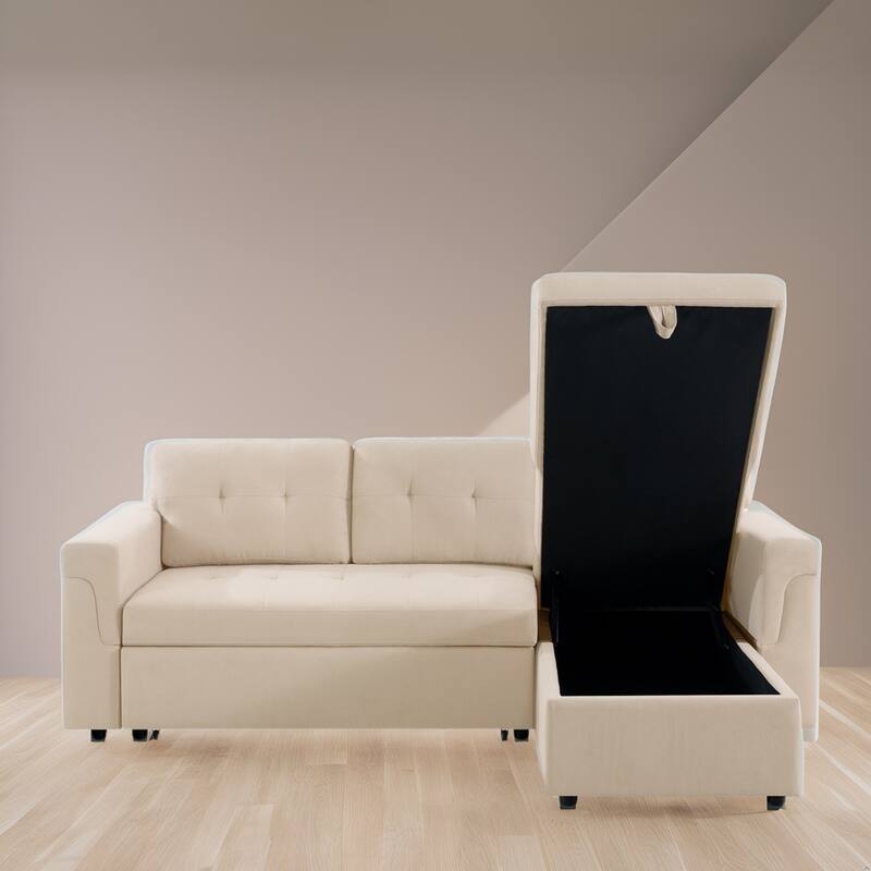 Reversible Sectional Sleeper Sofa with Storage Chaise & Pull-Out Bed